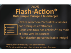 Flash-Action de DMEXPERTS. Veille réglementaire et normative sur les dispositifs médicaux. Outil simple d'usage à télécharger. Notre sélection d'actualités classées par rubriques et filtrables. Liens vers tous nos articles du mois et liens vers les sources. Plan d'action personnalisable intégré. Mensuel ou trimestriel, sans abonnement. Certains articles sont réservés aux abonnés Premium